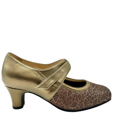 DRUCKER LDS 2TONE VEL STRAP SHOE - BRONZE